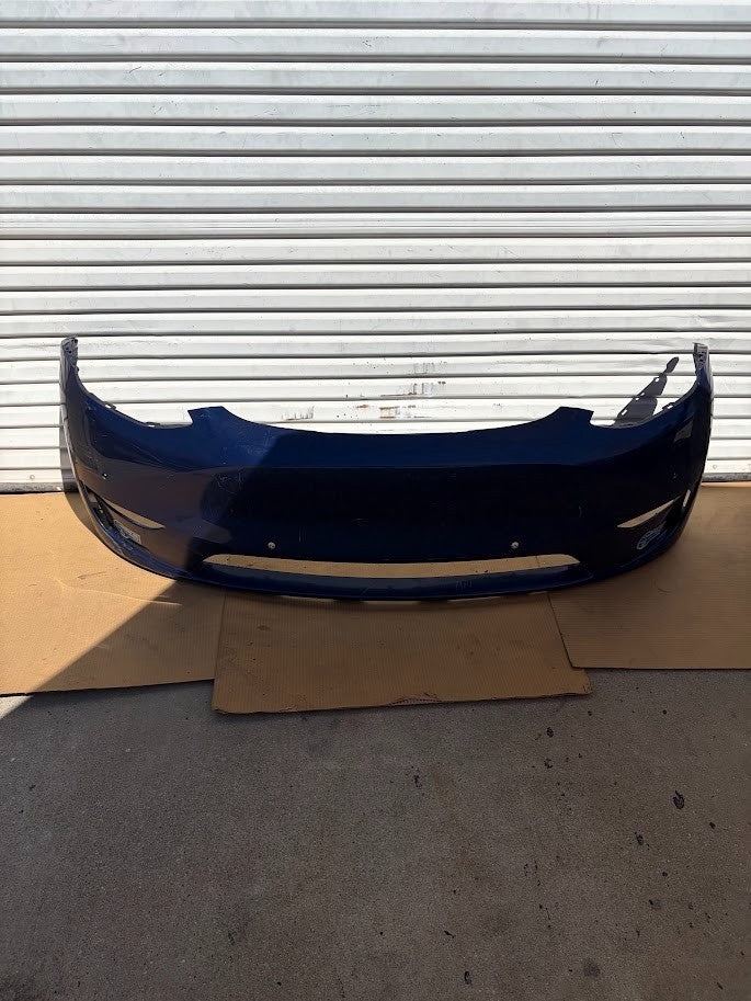 ✅20-24 Tesla Model Y Front Bumper Cover with Sensor Holes Blue 1493736 /dented