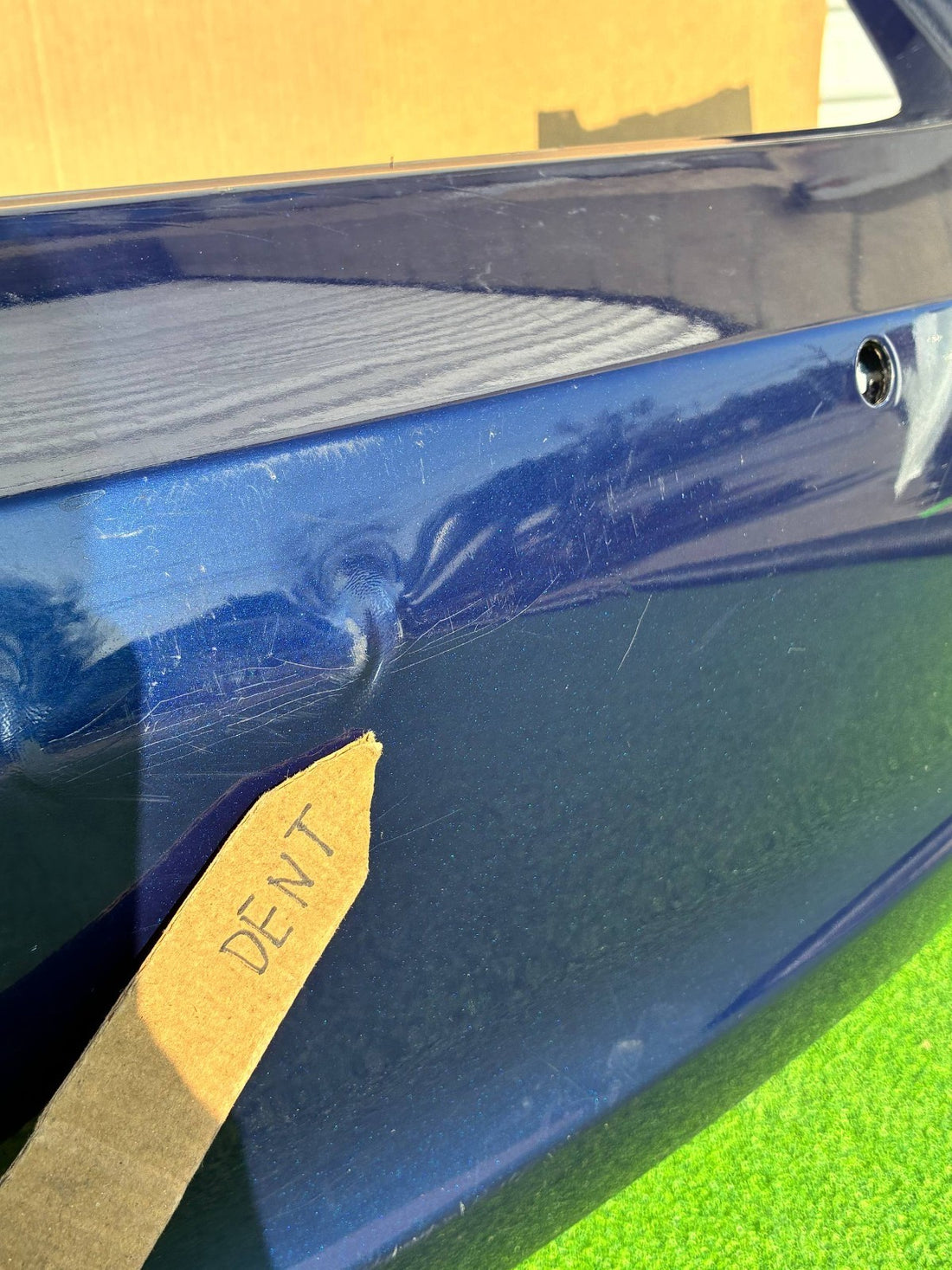 ✅ 17-23 Tesla Model 3 Rear Bumper Cover Blue w/Sensor Holes 1916698 w/dent