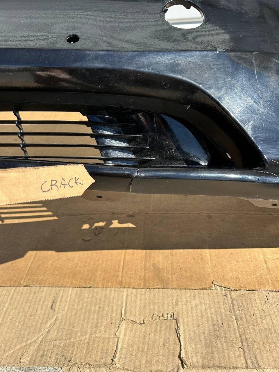 ✅20-24 Tesla Model Y Front Bumper Cover w/Sensor Holes Black /cracked