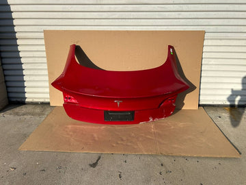 2017- 2020 Tesla Model 3 Trunk Lid Powered Red 1118167-00-F w/dent