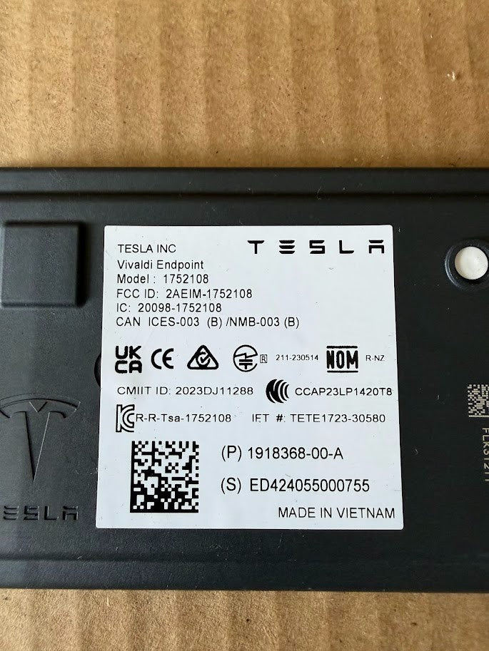 ✅ 2024 Tesla Model 3 Highland Bluetooth Low Energy End Point 1918368-00-A