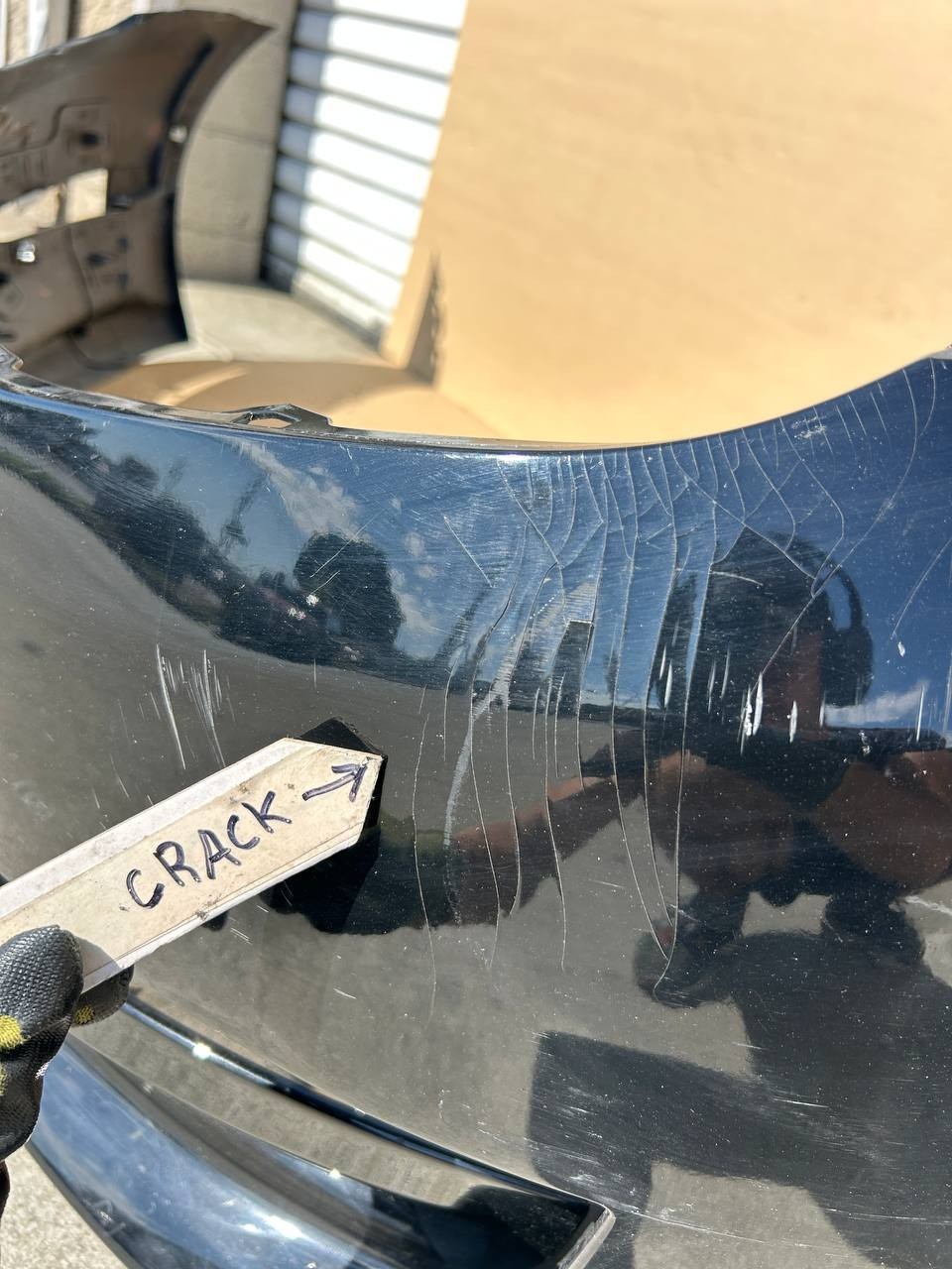 ✅2017-2023 Tesla Model Y Front Bumper Cover Black 1493736  w/crack and scratches