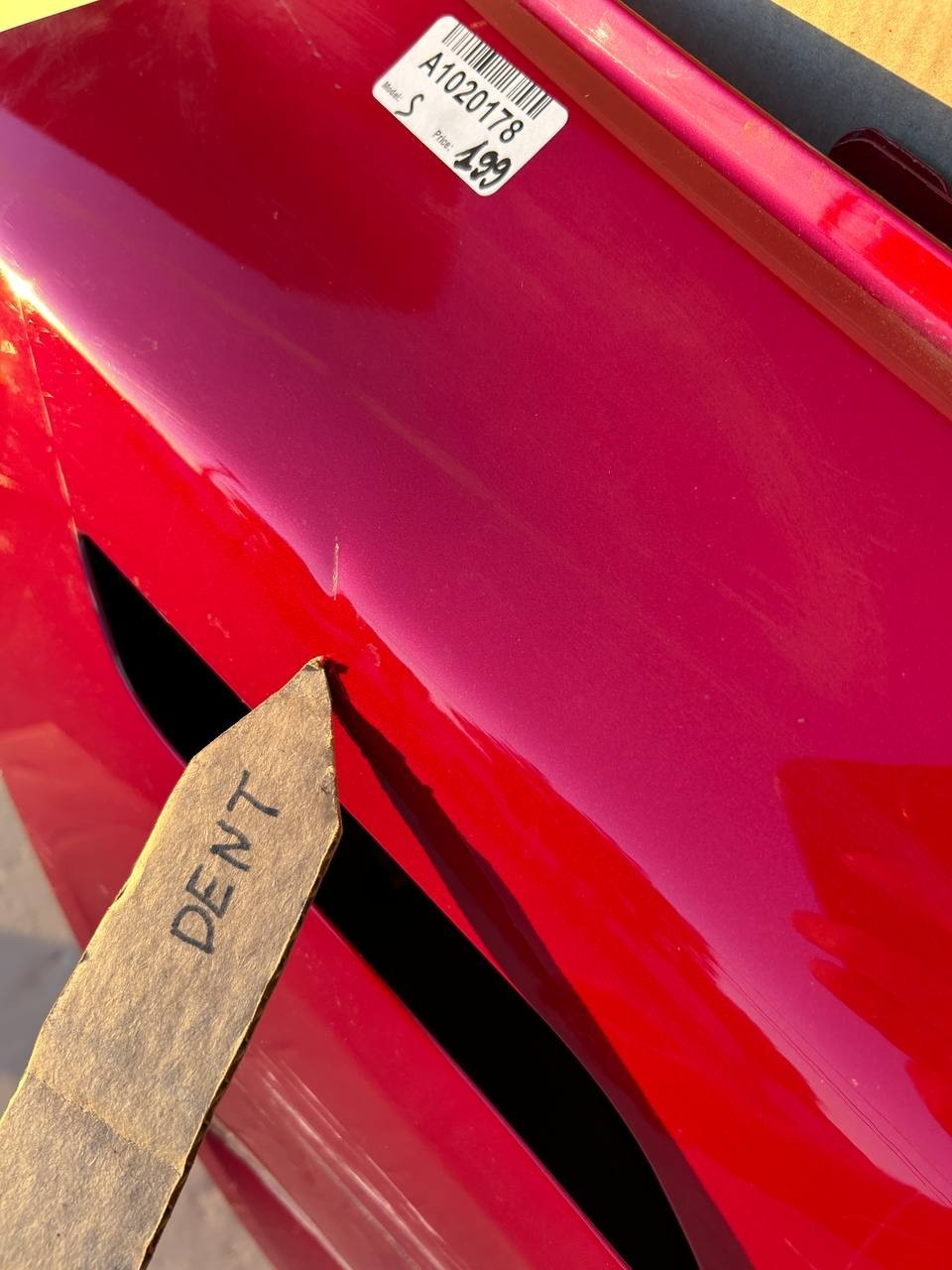 ✅12-16 OEM Tesla S Rear Right Passenger Side Door Shell Red Panel w/dent