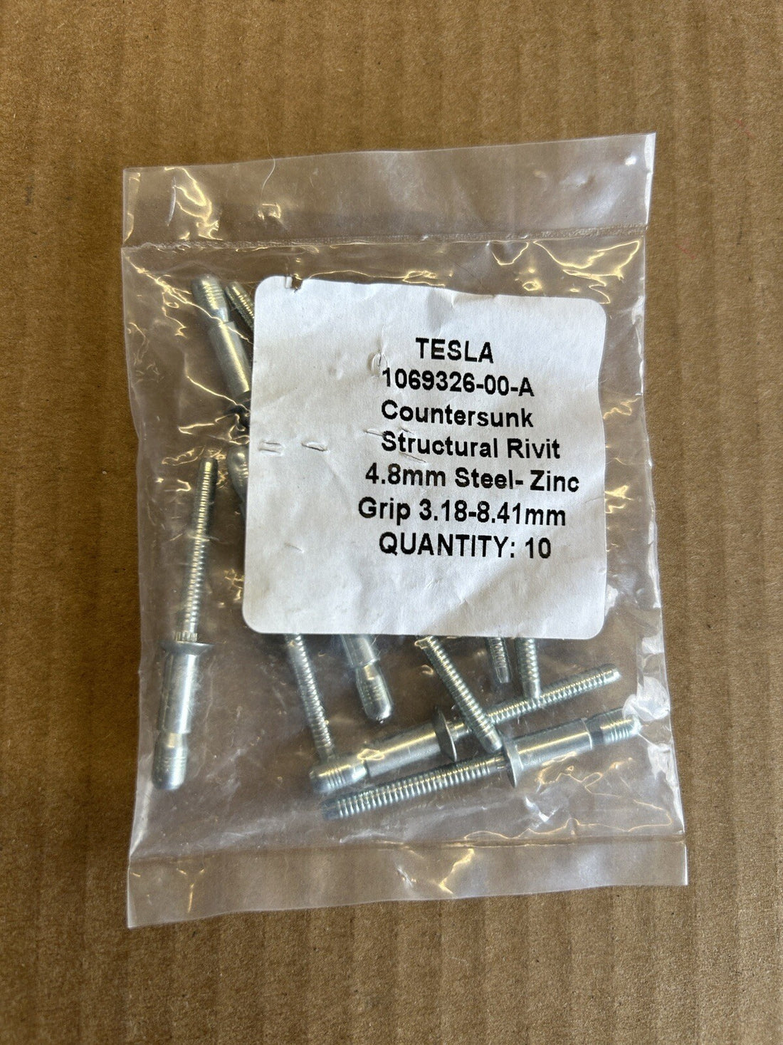 ✅Tesla Model 3 Countersunk Structural Rivet 4.8mm 3.18-8.41 OEM 106932600 10 PCS