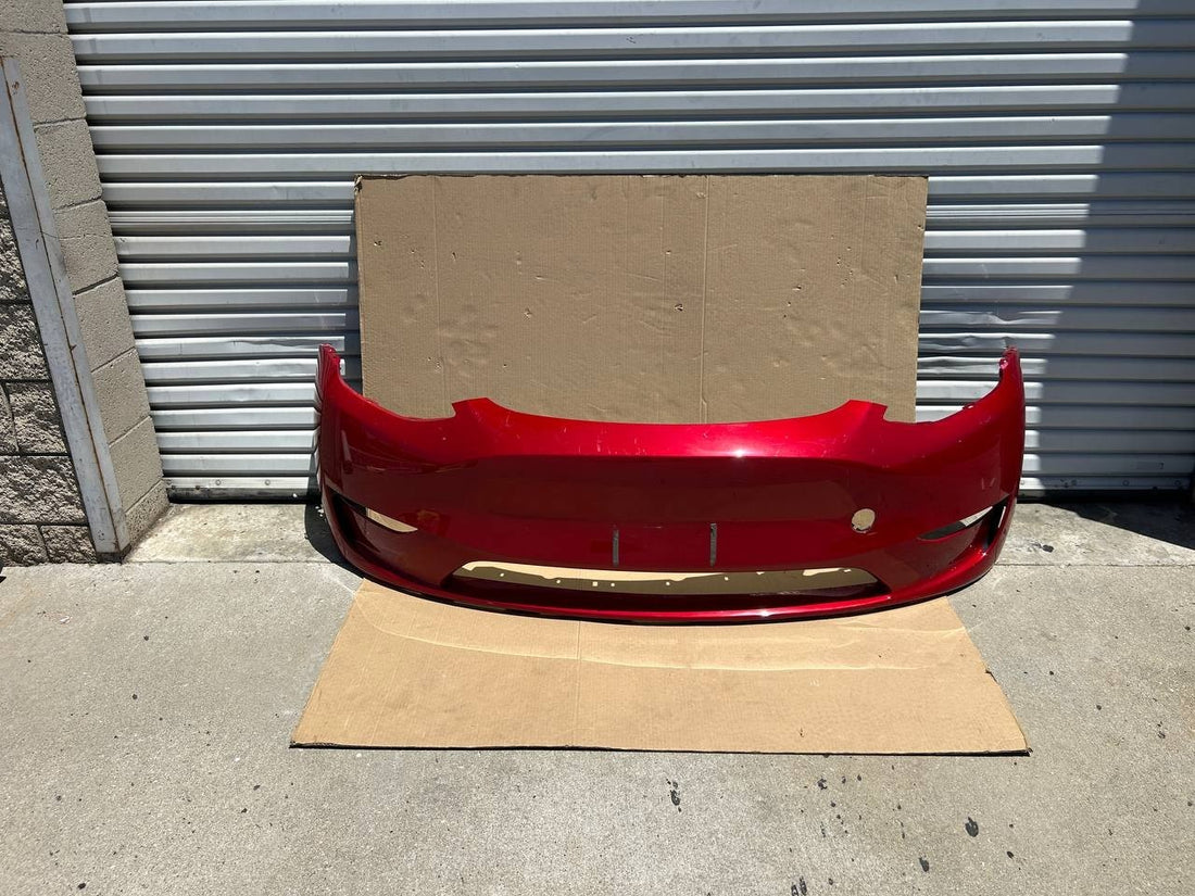 ✅TESLA MODEL Y FRONT BUMPER 2023 2024 RED OEM 1540103-17-F