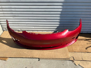 ✅2017-2023 Tesla Model 3 Front Bumper Cover Red w/Sensor Holes OEM /cracked
